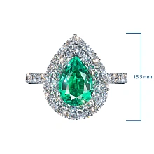 Кольцо из белого золота с изумрудом и бриллиантами