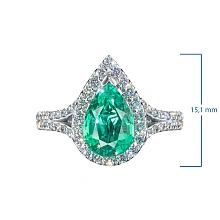 Кольцо из белого золота с изумрудом и бриллиантами