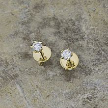 Пусеты из желтого золота с бриллиантами (изготовление)