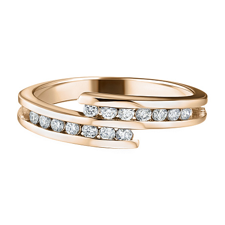 Классическое кольцо из красного золота с бриллиантами