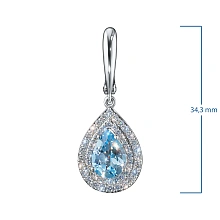 Серьги из белого золота с топазами и бриллиантами выращенными