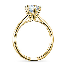 Классическое кольцо из желтого золота с бриллиантом выращенным