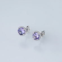 Пусеты из белого золота с бриллиантами и сапфирами (изготовление)