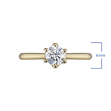 Классическое кольцо из желтого золота с бриллиантом