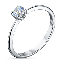 Классическое кольцо из серебра с бриллиантом