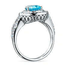 Кольцо из белого золота с топазом и бриллиантами выращенными