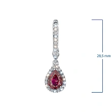 Серьги из белого золота с рубинами и бриллиантами выращенными