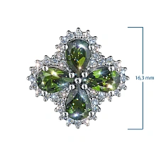 Подвеска из белого золота с хромдиопсидами и бриллиантами выращенными