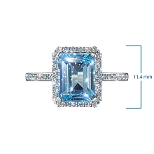 Кольцо из белого золота с топазом и бриллиантами выращенными