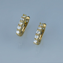 Серьги из желтого золота c бриллиантами