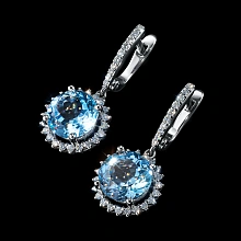 Серьги из белого золота с топазами и бриллиантами выращенными