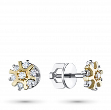 Пусеты из комбинированного золота с бриллиантами (изготовление)