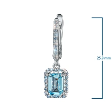 Серьги из белого золота с топазами и бриллиантами