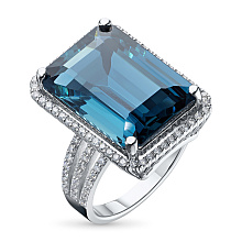 Кольцо из белого золота с бриллиантами и топазом (изготовление)