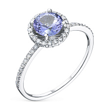 Кольцо из белого золота с бриллиантами и танзанитом (изготовление)