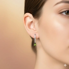 Серьги из серебра с хромдиопсидами