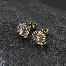 Пусеты из желтого золота с бриллиантами (изготовление)