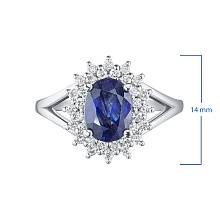 Кольцо из белого золота с сапфиром и бриллиантом (изготовление)