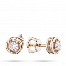 Пусеты из красного золота с бриллиантами (изготовление)