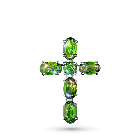 Подвеска из серебра с хромдиопсидами