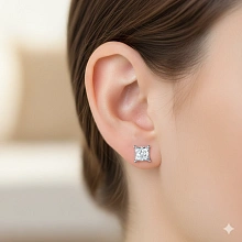 Пусеты из белого золота с бриллиантом