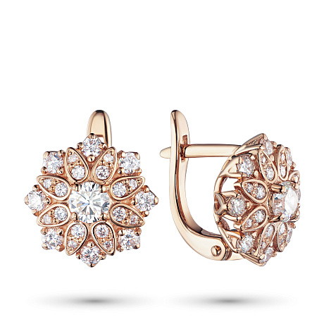 Серьги из красного золота с бриллиантами