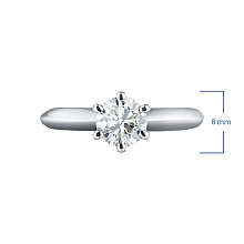 Классическое кольцо из белого золота с бриллиантом