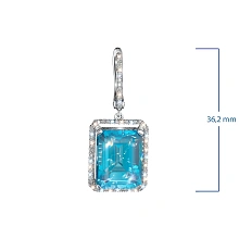 Серьги из белого золота с топазами и бриллиантами выращенными