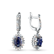 Серьги из белого золота с сапфирами и бриллиантами