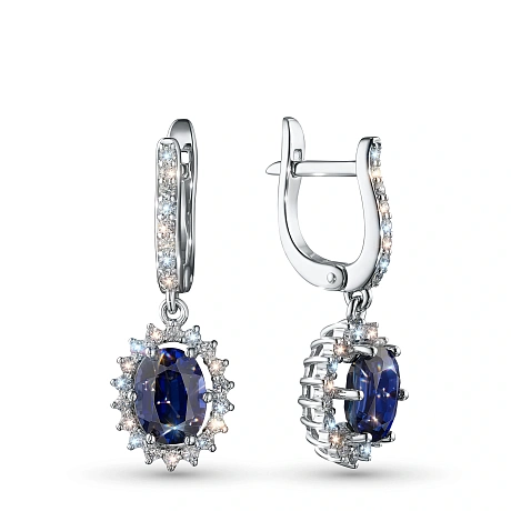 Серьги из белого золота с сапфирами