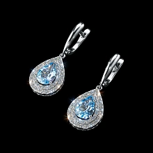 Серьги из белого золота с топазами и бриллиантами выращенными