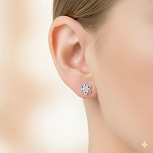 Пусеты из серебра c бриллиантами