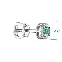 Пусеты из серебра с изумрудами и бриллиантами