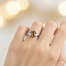 Кольцо из серебра с цитрином и топазами