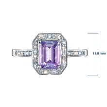 Кольцо из белого золота с танзанитом и бриллиантами