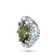 Подвеска из белого золота с хромдиопсидом и бриллиантами