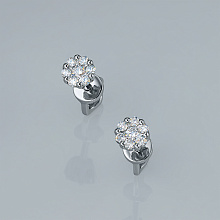 Пусеты из серебра c бриллиантами