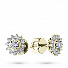 Пусеты из желтого золота с бриллиантами (изготовление)