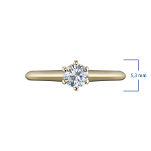 Классическое кольцо из желтого золота с бриллиантом