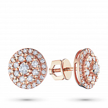 Пусеты из красного золота с бриллиантами (изготовление)