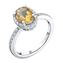 Кольцо из белого золота с цитрином и бриллиантами (изготовление)