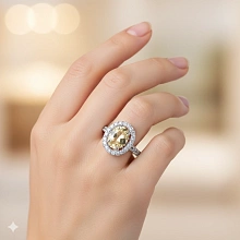 Кольцо из серебра с и цитрином и бриллиантами