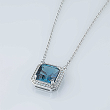 Колье из белого золота с бриллиантами и топазом (изготовление)