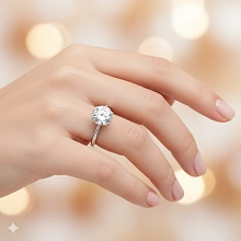 Классическое кольцо из белого золота с бриллиантом