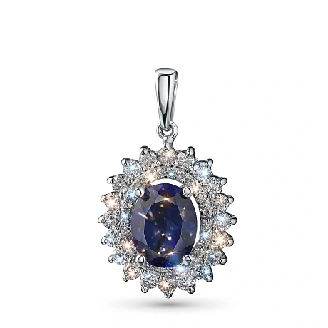 Подвеска из белого золота с сапфиром