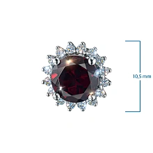 Пусеты из белого золота с гранатами и бриллиантами