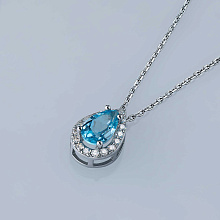 Подвеска из белого золота с бриллиантами и топазом (изготовление)