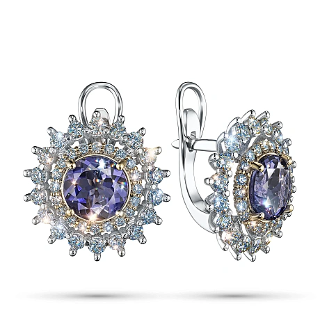 Серьги из белого золота с иолитами