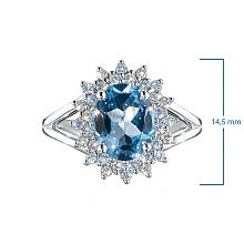 Кольцо из белого золота с топазом и бриллиантами
