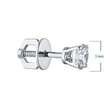 Пусеты из белого золота с бриллиантом